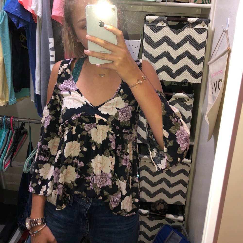 cold shoulder and low cut blouse